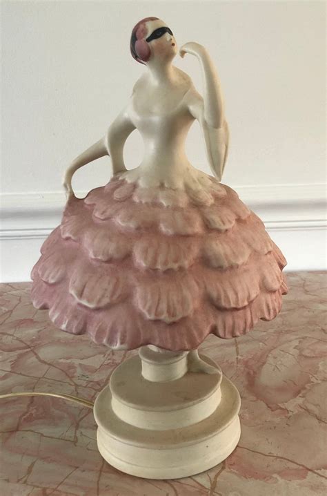 Vintage Perfume Lamp Ballerina Fulper Pottery Figural Lamp Art 